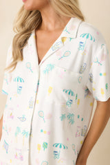 Z Supply Court Sports White Multi Pajama Top