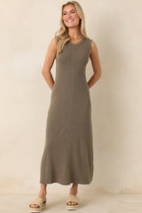 Z Supply Khaki Green Linden Slub Rib Maxi Dress
