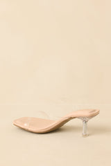 Seek The Truth Beige Clear Kitten Heels