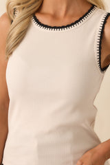 Z Supply Light Beige Cotton Social Whipstitch Tank