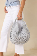 Light & Lovely Light Blue Woven Slouchy Handbag