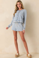 Z Supply Light Blue Cotton Daily Knit Denim Cardigan
