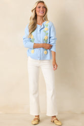 Handpicked Memories Light Blue Floral Appliqué Cardigan