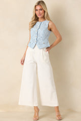Little Wonders Light Blue Guipure Sleeveless Vest