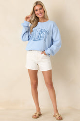 Z Supply Light Blue Coast Cotton Boyfriend Sweatshirt