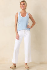Z Supply Light Blue Sirena Colorblocked Cotton Rib Tank