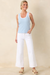 Z Supply Light Blue Sirena Colorblocked Cotton Rib Tank