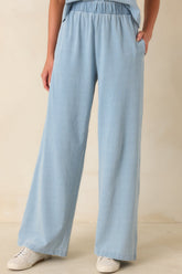 Casual Company Light Denim Blue Cotton Wide Leg Pants