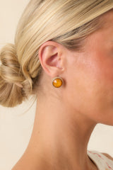 True Beauty Gold & Light Orange Stud Earrings