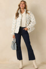 Simply Yours Ivory Multi Floral Pattern Quilted Jacket
