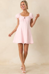 Love Is In the Air Peony Pink Cotton Peasant Mini Dress