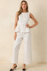 Pretty Little Thing Ivory Cotton Polka Dot Peplum Top