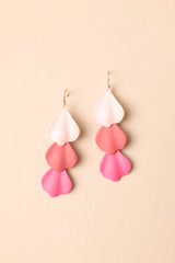 Cascading Joy Pink Sculpted Layered Petal Drop Earrings