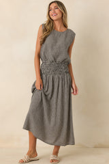 Z Supply Brooke Black Gingham Linen Blend Maxi Skirt
