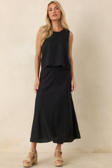 Z Supply Meryl Black Linen Blend Midi Skirt