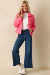 I Mean It Bright Pink Puffer Jacket