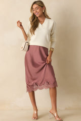 What's Your Story Ivory Knit Long Sleeve V-Neck Sweater
