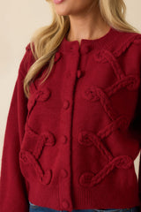 Well Within Reach Red Knit Button Up Cardigan