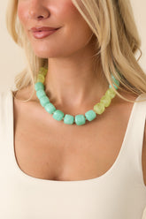 Cheers to That Aqua & Light Green Beaded Necklace