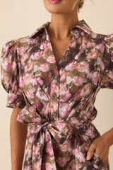 It All Worked Out Mauve Multi Floral Print Cotton Maxi Dress
