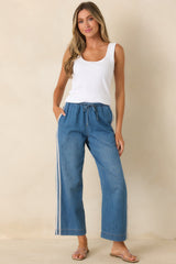 Z Supply The Sidelines Medium Wash Cotton Denim Track Pants