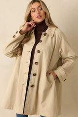 Timeless Appeal Beige Button Front Trench Jacket