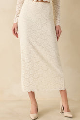 Z Supply Via Ivory Lace Midi Skirt