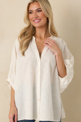 Under Open Skies White Cotton Long Flowy Blouse