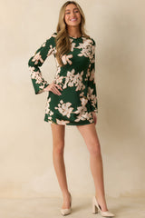 MINKPINK Vilma Green Floral Print Satin Mini Dress