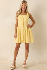 Caught in the Sunshine Yellow Gingham Sleeveless Mini Dress