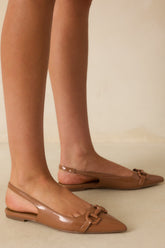 As It Stands Mocha Brown Patent Pointed Toe Slingback Flats