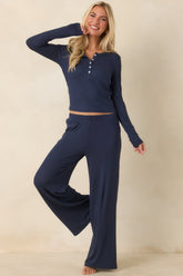 Z Supply Just Right Navy Rib Henley Top