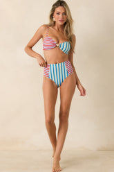 MINKPINK Aurora Multi Contrast Stripe High Waisted Bikini Bottoms
