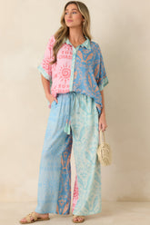 Sun Chaser Multi Colorblock Button-Up Top