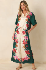 Z Supply Lani Kiwi Teal Multi Floral Wide Leg Pants