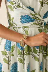 Leaf It Alone Gold Botanical Hinge Wrap Bracelet