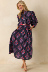 You'll See Soon Enough Navy Multi Floral Cotton Maxi Dress