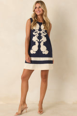 Flourish & Bloom Navy Floral Embroidered Mini Dress
