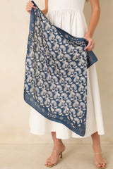Stars & Satin Navy Paisley Satin Scarf