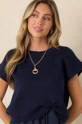 All Pulled Together Navy Knit Sweater