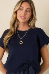 All Pulled Together Navy Knit Sweater