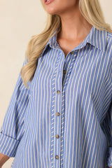 Just What You Wanted Navy Stripe Cotton Button Up Shirt