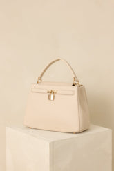 Lock It In Nude Faux Leather Lock Detail Handbag