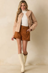 Easier Than You Think Light Rust Gingham Quilted Jacket
