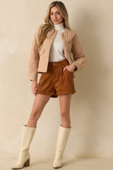 Easier Than You Think Light Rust Gingham Quilted Jacket