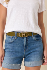 Catch My Drift Olive Green Faux Leather Belt