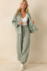 Running Errands Sage Green Zip Up Jacket