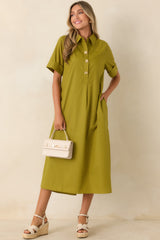 Read the Signs Olive Short Sleeve Maxi Dress