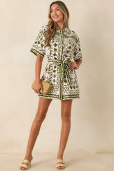 MINKPINK Remi Olive Paisley Mini Shirt Dress