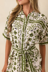 MINKPINK Remi Olive Paisley Mini Shirt Dress